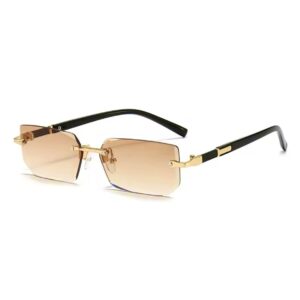 BROWN 43367 RIMLESS SQUARE FRAME SUNGLASSES