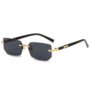 BLACK 33376 RIMLESS SQUARE FRAME SUNGLASSES