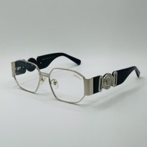 VER51249 Semi-Rimless Geometric Optical Glasses – Black & Silver Finish