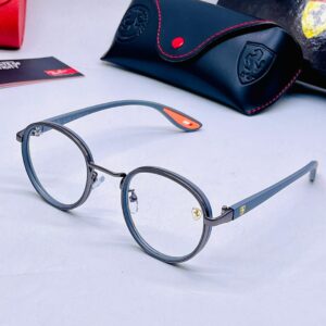 RBN01446 Grey Frame Transparent ‎Premium Round Eyeglasses